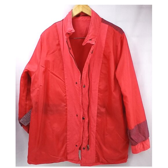 Levi's Coral Bright Orange Utility Rain Jacket for Women Like New - Picture 9 of 11